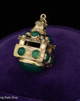 Vintage 18K Chrysoprase fob pendant, 750 Hallmarked