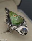Sterling Silver Handmade Natural Turquoise Moonstone Ring US 6