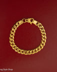 6.5" 22K Curb Link Bracelet, 8mm, Solid Gold Bracelet, Real Gold Bracelet. Essential jewelry, Cuban Chain bracelet, Easy gift for her or him