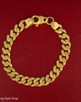 6.5" 22K Curb Link Bracelet, 8mm, Solid Gold Bracelet, Real Gold Bracelet. Essential jewelry, Cuban Chain bracelet, Easy gift for her or him