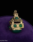 Vintage 18K Chrysoprase fob pendant, 750 Hallmarked