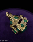 Vintage 18K Chrysoprase fob pendant, 750 Hallmarked