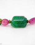 15.5" Emerald Pink Sapphire Chrysoprase Beaded Necklace