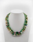 15.5" Emerald Pink Sapphire Chrysoprase Beaded Necklace