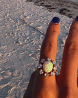 Exquisite Victorian Reproduction Opal & Diamond Cluster Ring – A Timeless Treasure