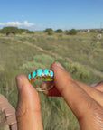 Antique 1913 18ct Gold Turquoise 5 Stone Ring | Edwardian Birmingham Hallmarked | H.W.L Maker