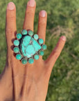 Massive Federico Jimenez Sterling Silver Ring • Kingman + Lone Mountain Turquoise • Adjustable Statement Ring • Signed & Stamped