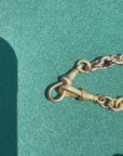 Antique 18kt Gold Trombone Lover’s Knot Albert Necklace | Chester 1915 Hallmarked | 18k T-Bar Dog Clip Watch Chain