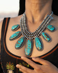 Ernest R Begay Candelaria Turquoise Necklace | 9mm Navajo Pearls | 286g Statement Necklace