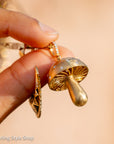 14K Gold and Diamond Studded Mushroom Pendant