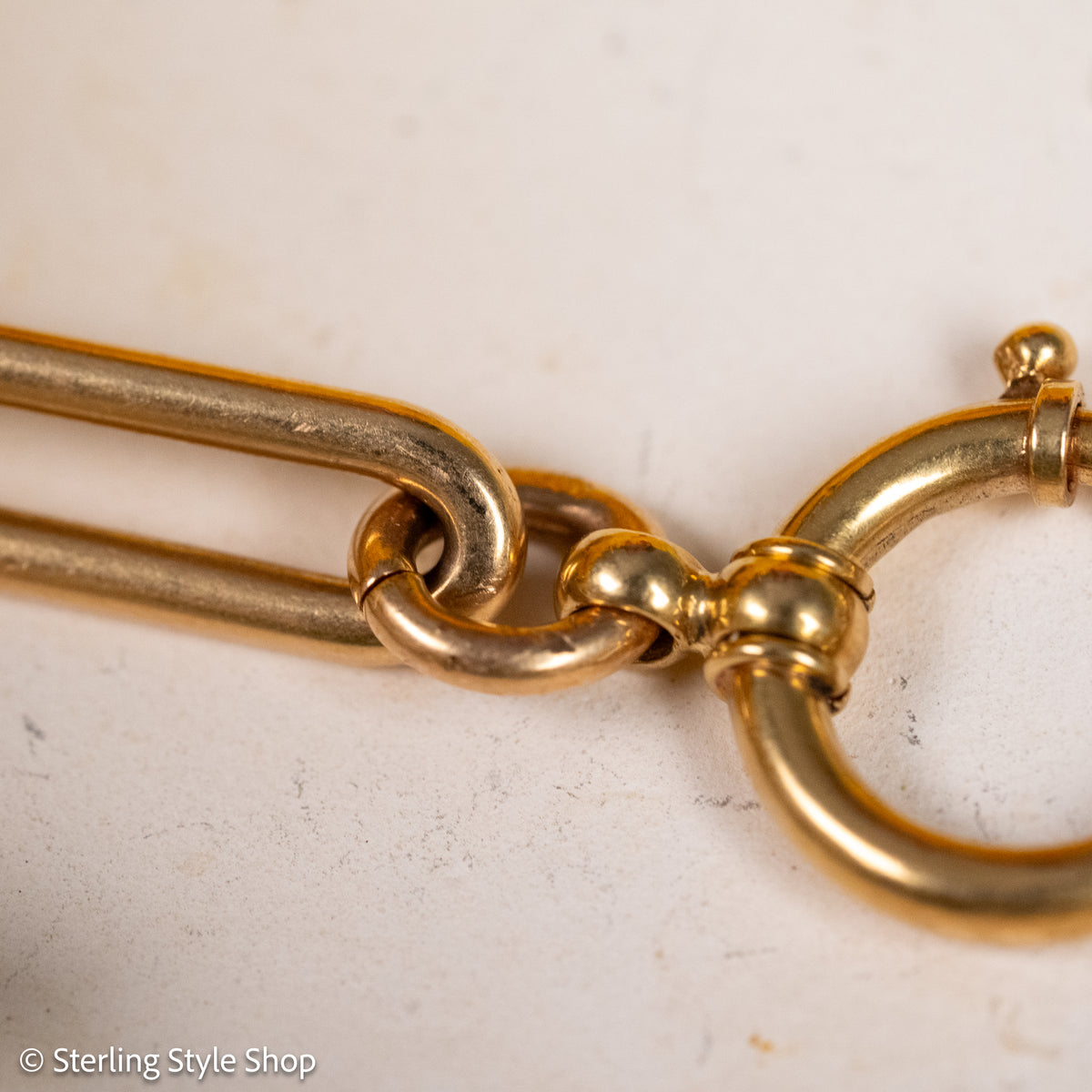 Antique 18k gold lovers knot necklace victorian birmingham 1884 trombone paperclip chain 58.11g