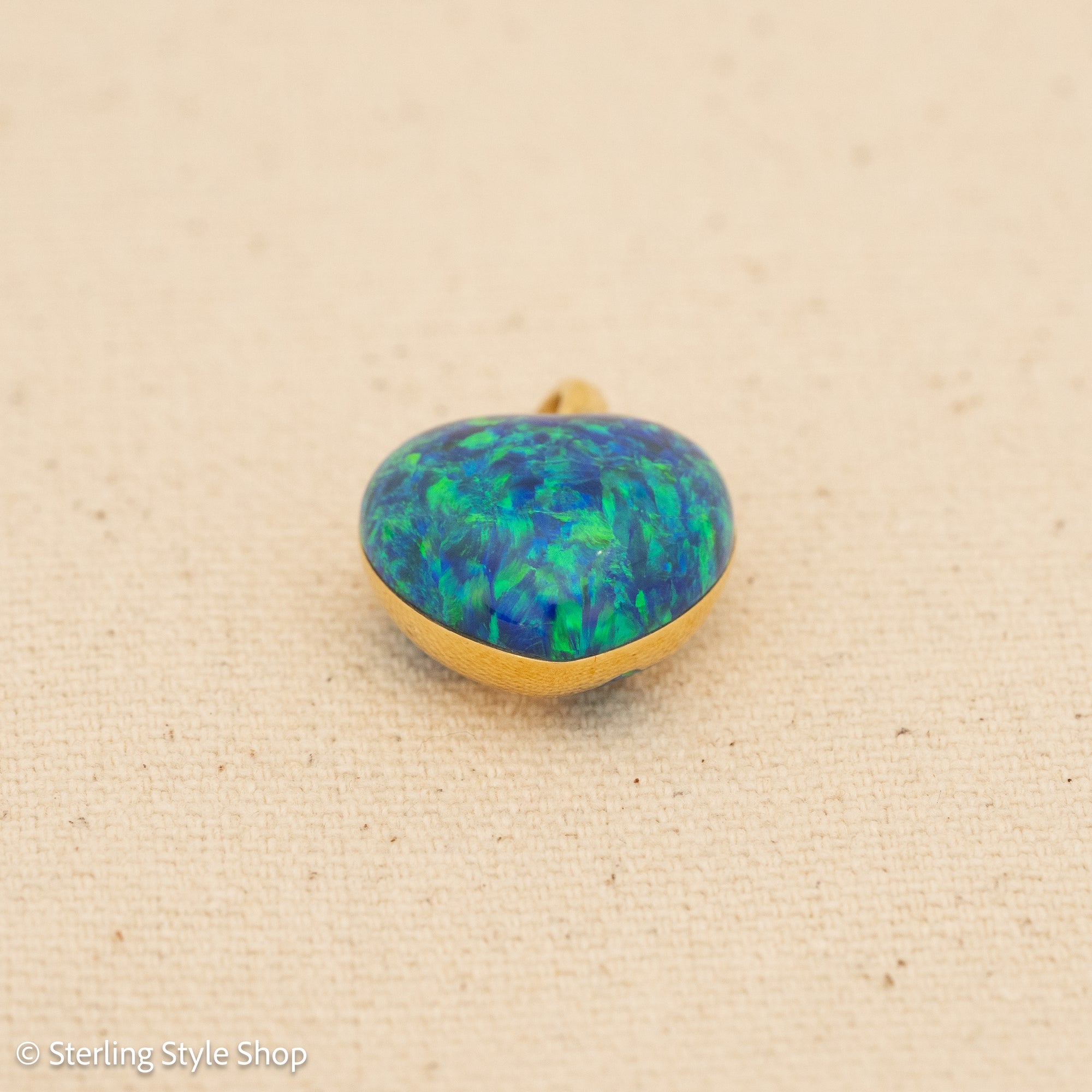 18K Gold Opal Puffy Heart Pendant