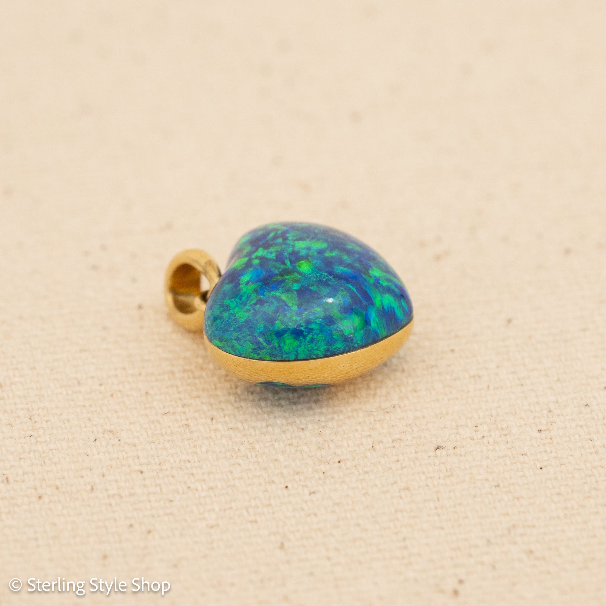 18K Gold Opal Puffy Heart Pendant