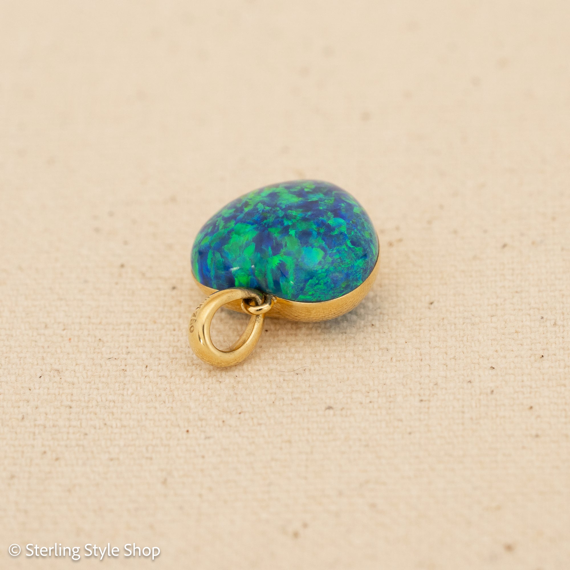 18K Gold Opal Puffy Heart Pendant