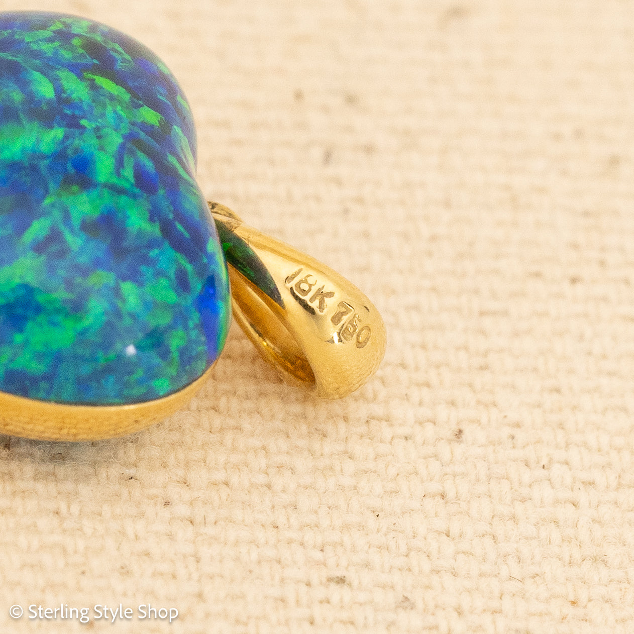 18K Gold Opal Puffy Heart Pendant