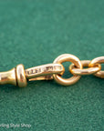 Antique Solid 18K Gold Trombone Link Chain with T-Bar and Dog Clip, Full Hallmarks