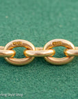 Antique Solid 18K Gold Trombone Link Chain with T-Bar and Dog Clip, Full Hallmarks