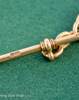 Antique Solid 18K Gold Trombone Link Chain with T-Bar and Dog Clip, Full Hallmarks