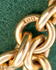 Antique Solid 18K Gold Trombone Link Chain with T-Bar and Dog Clip, Full Hallmarks