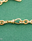 Antique Solid 18K Gold Trombone Link Chain with T-Bar and Dog Clip, Full Hallmarks