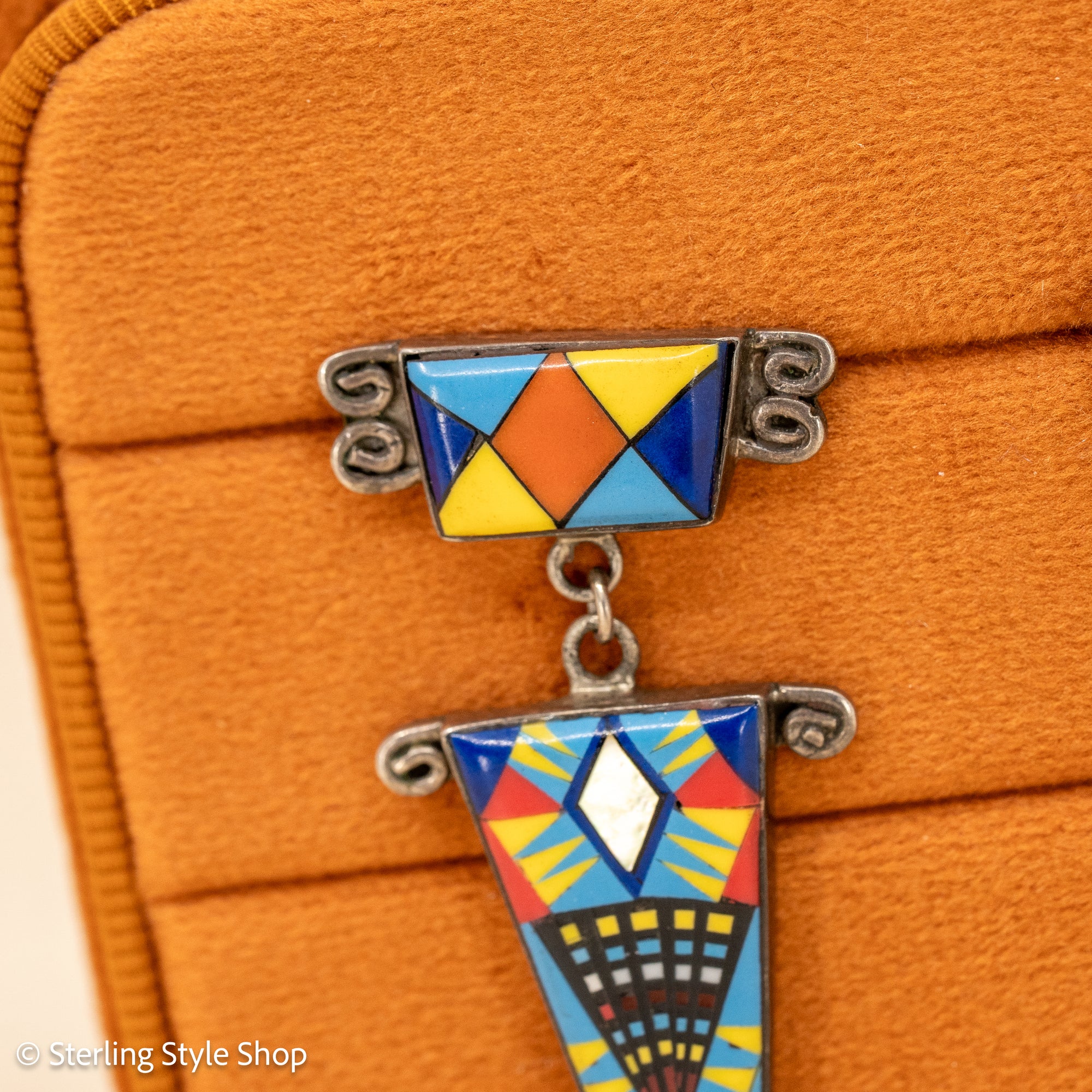 Handmade Native American Inlay Post Earrings – Turquoise, Coral, Lapis, Mother of Pearl, Spiny Oyster