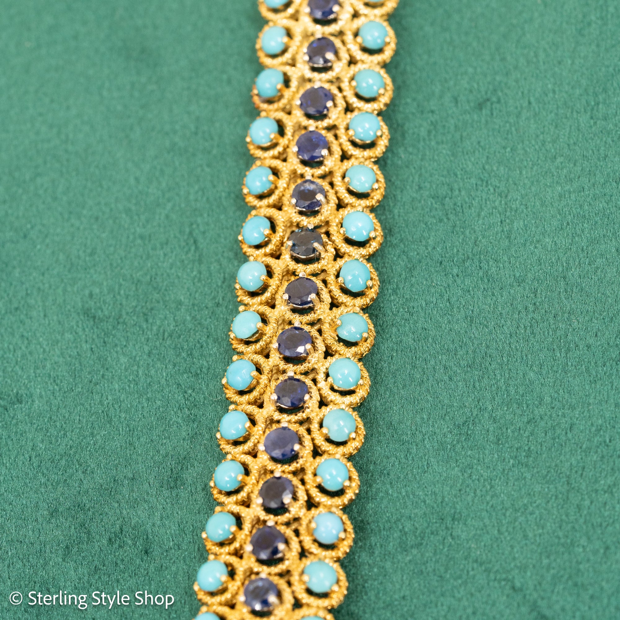 18K Italian Gold Bracelet with Sapphire and Turquoise