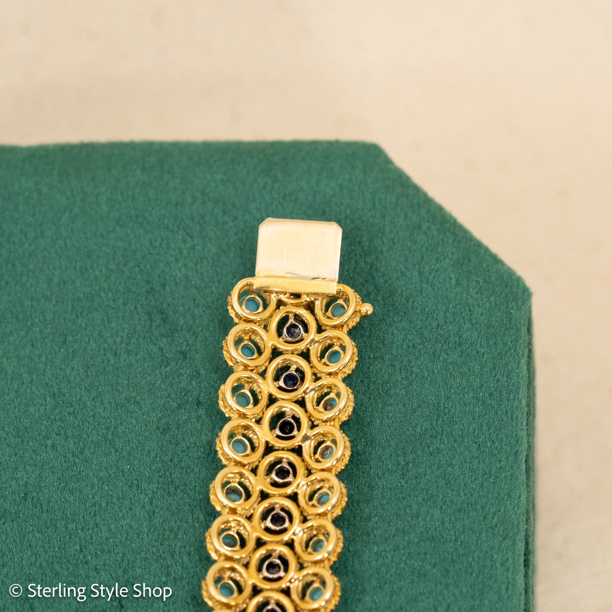 18K Italian Gold Bracelet with Sapphire and Turquoise