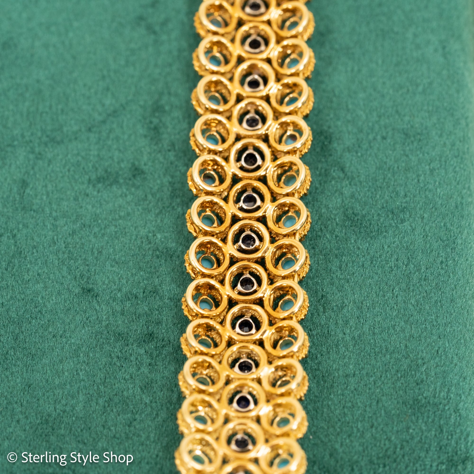 18K Italian Gold Bracelet with Sapphire and Turquoise