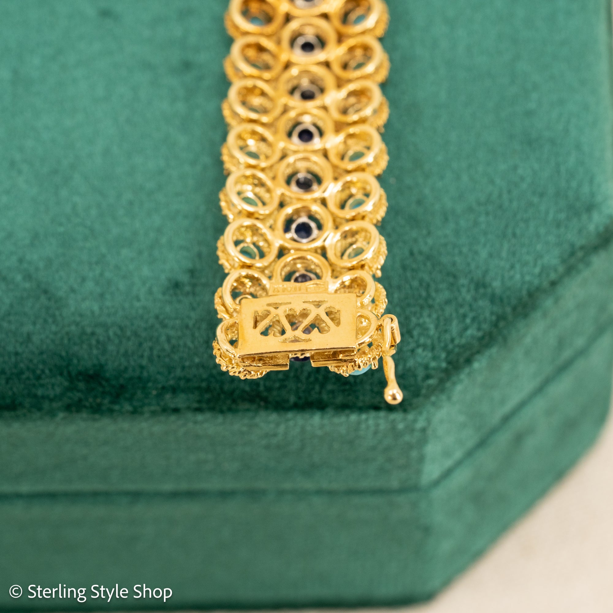 18K Italian Gold Bracelet with Sapphire and Turquoise