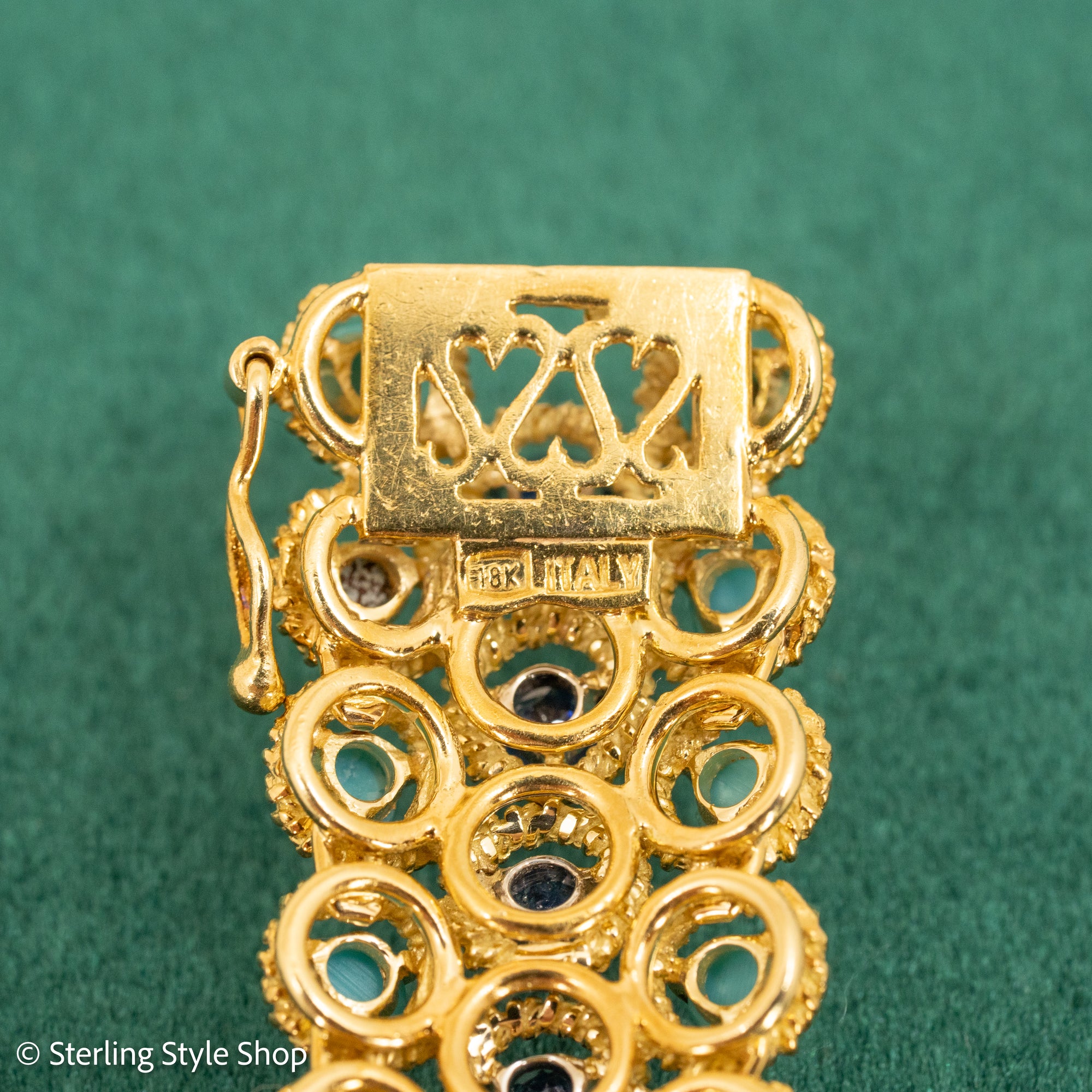 18K Italian Gold Bracelet with Sapphire and Turquoise