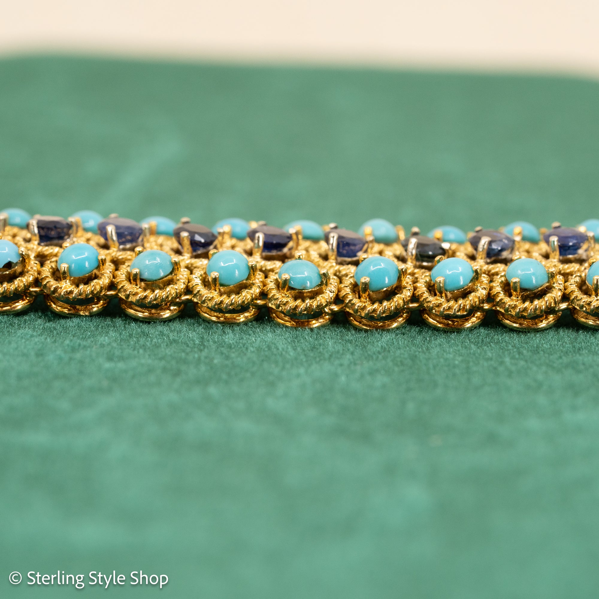 18K Italian Gold Bracelet with Sapphire and Turquoise
