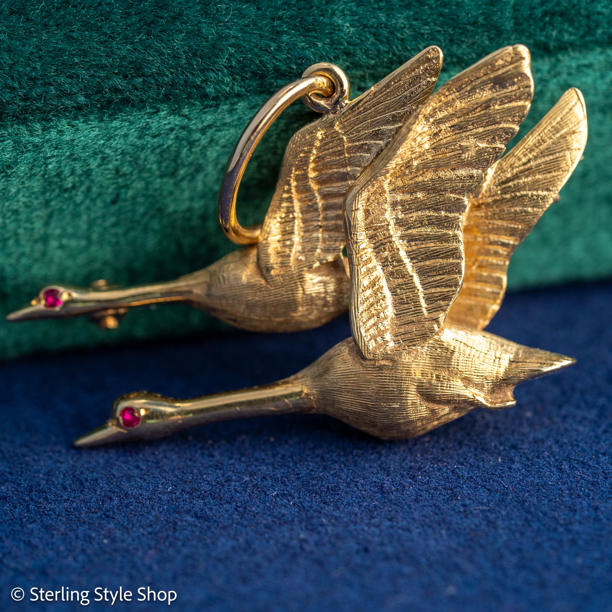 Vintage 14K Gold Flying Geese Brooch Pendant | Convertible Brooch Necklace