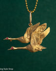 Vintage 14K Gold Flying Geese Brooch Pendant | Convertible Brooch Necklace