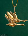 Vintage 14K Gold Flying Geese Brooch Pendant | Convertible Brooch Necklace