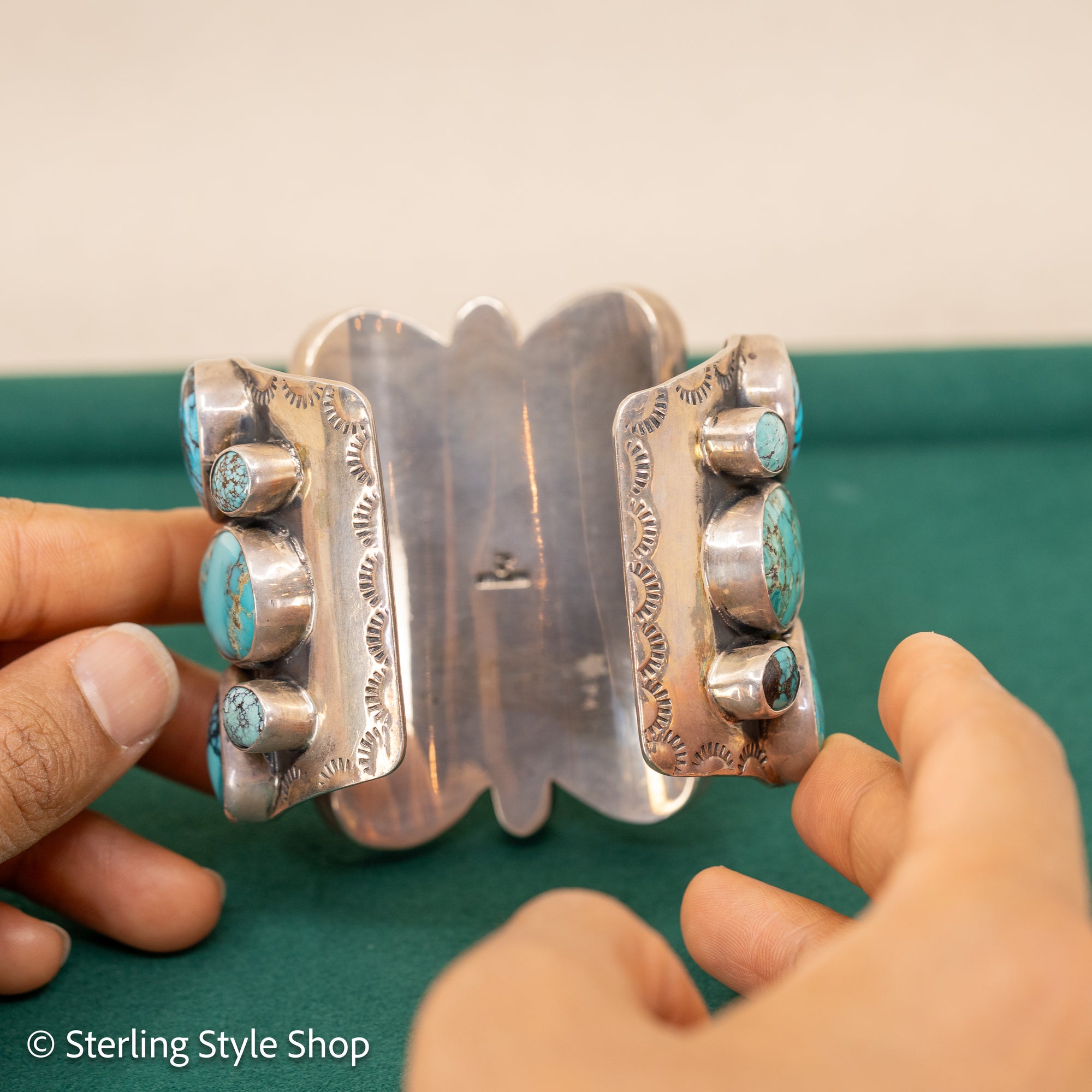 Sterling Silver Turquoise Cuff by Federico Jimenez Kingman, Lone Mountain, Blue Gem and Spiderweb | 5&quot;+1&quot; gap