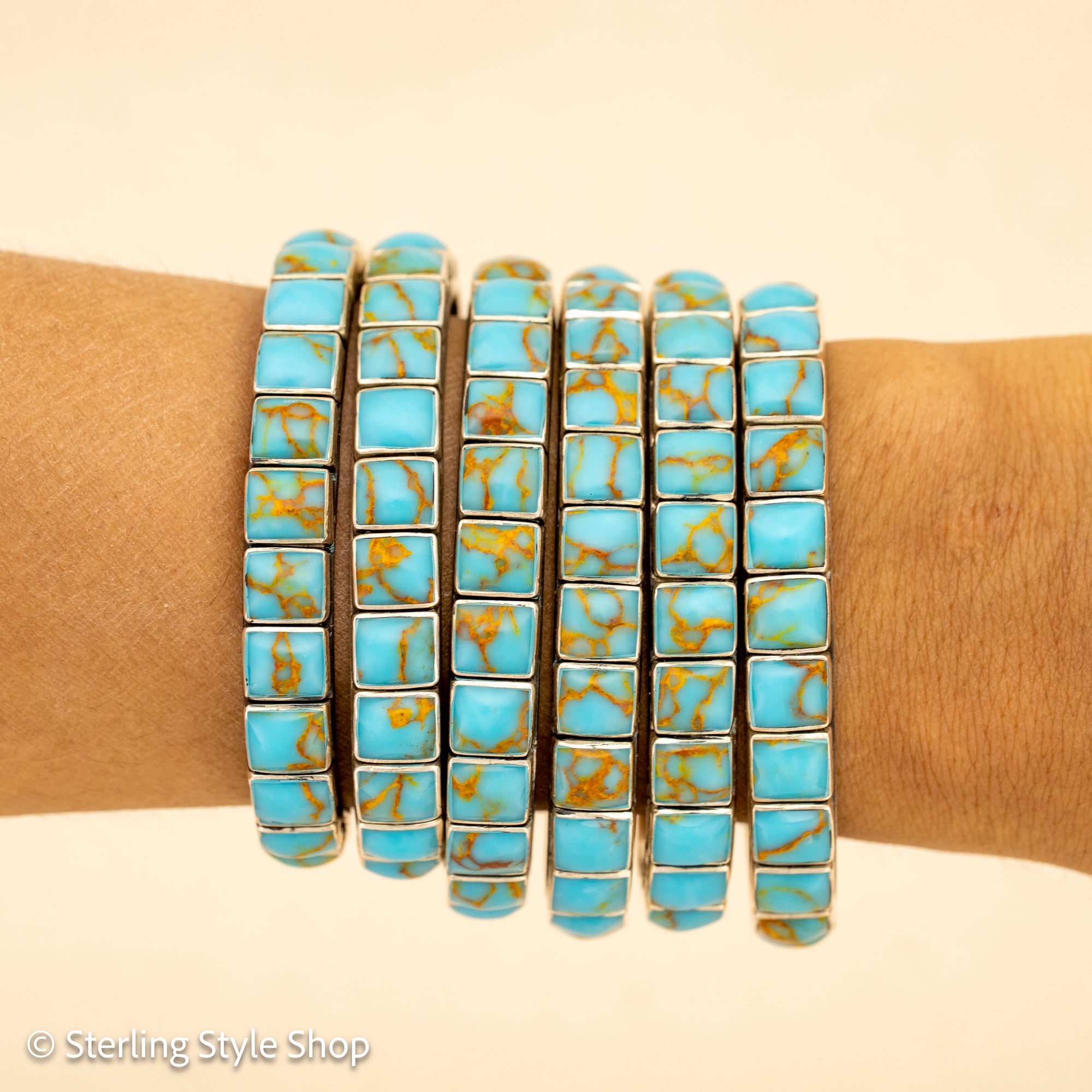 Small Wrist Turquoise Cuff Bracelet by Federico Jimenez | Sterling Silver | Vintage Style | 5.75 inches