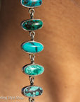 Federico Jimenez Long Turquoise Drop Earrings, Spiderweb No 8 Kingman Turquoise Sterling Silver Shoulder Dusters