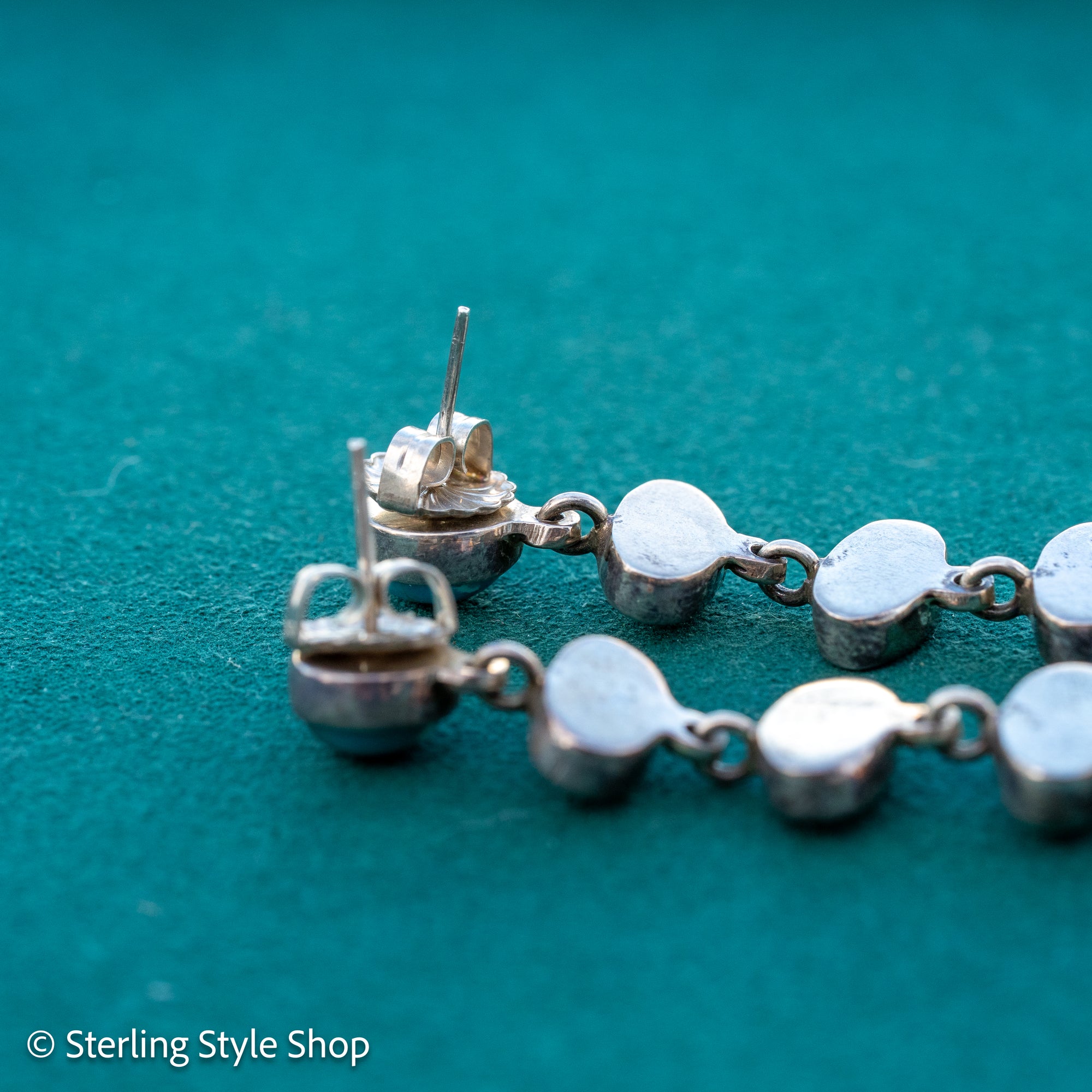 Federico Jimenez Long Turquoise Drop Earrings, Spiderweb No 8 Kingman Turquoise Sterling Silver Shoulder Dusters