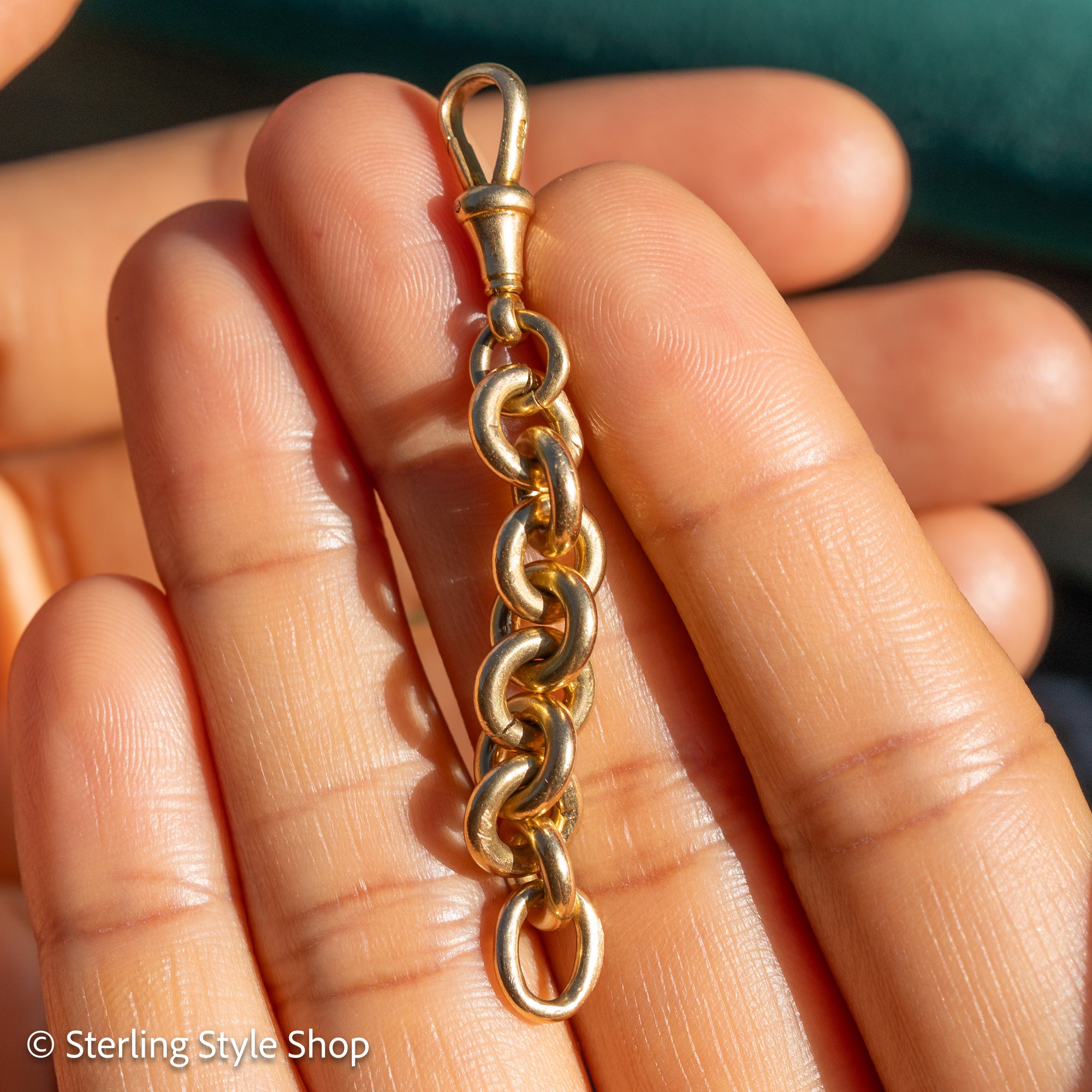 Solid 18K Gold Necklace Extender | Antique British Hallmarks | 2.25 Inch Chain with Dog Clip
