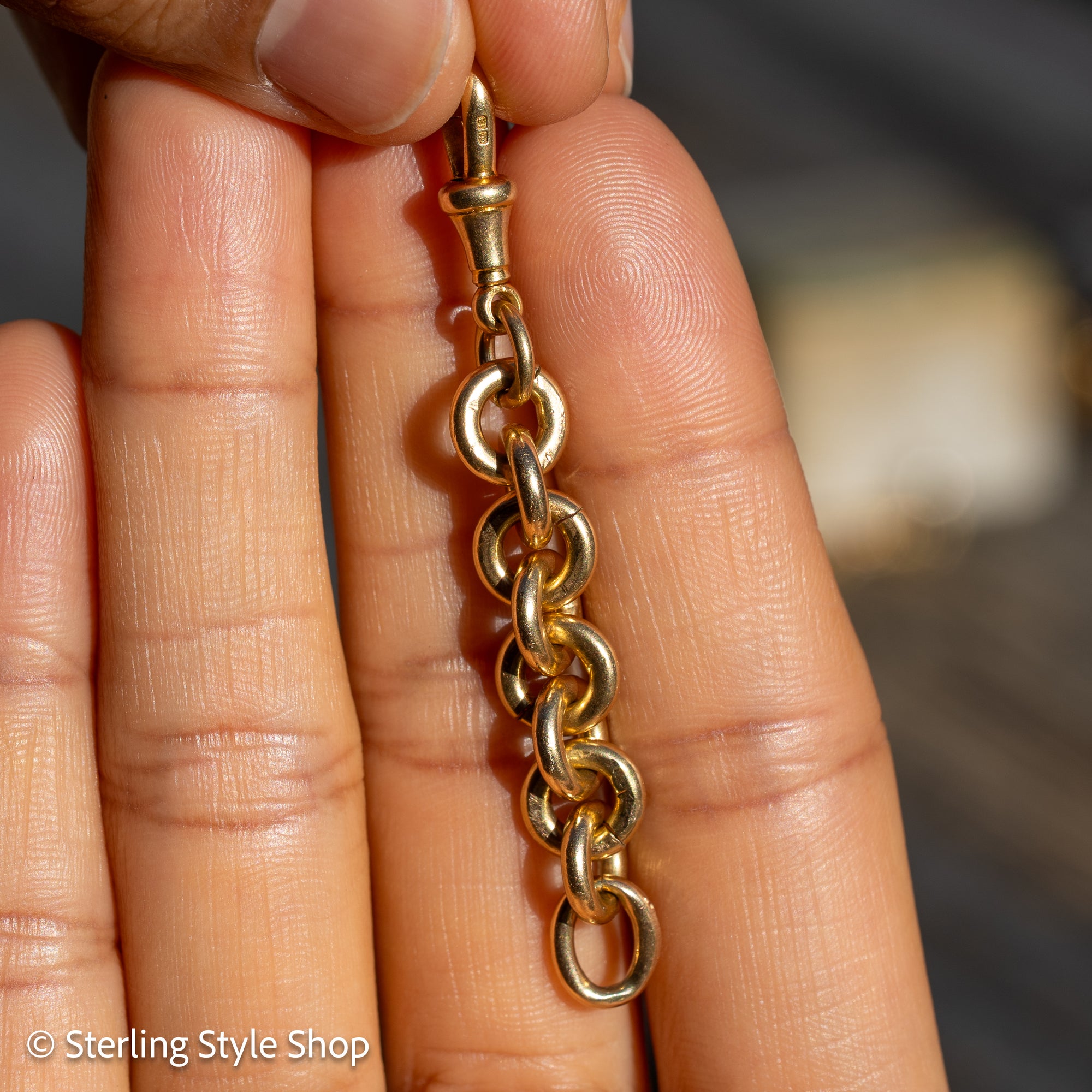 Solid 18K Gold Necklace Extender | Antique British Hallmarks | 2.25 Inch Chain with Dog Clip