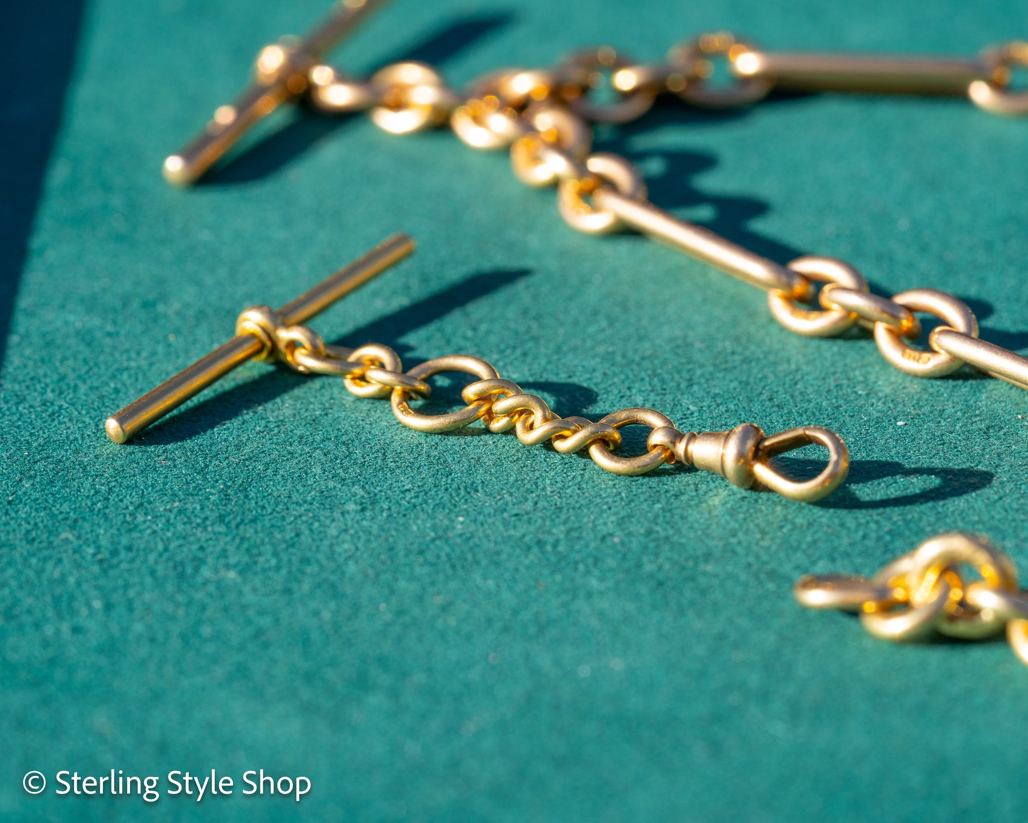 18K Gold Chain Extender with T-Bar &amp; Dog Clip – 6.4g, Stamped Links, 2” Extension