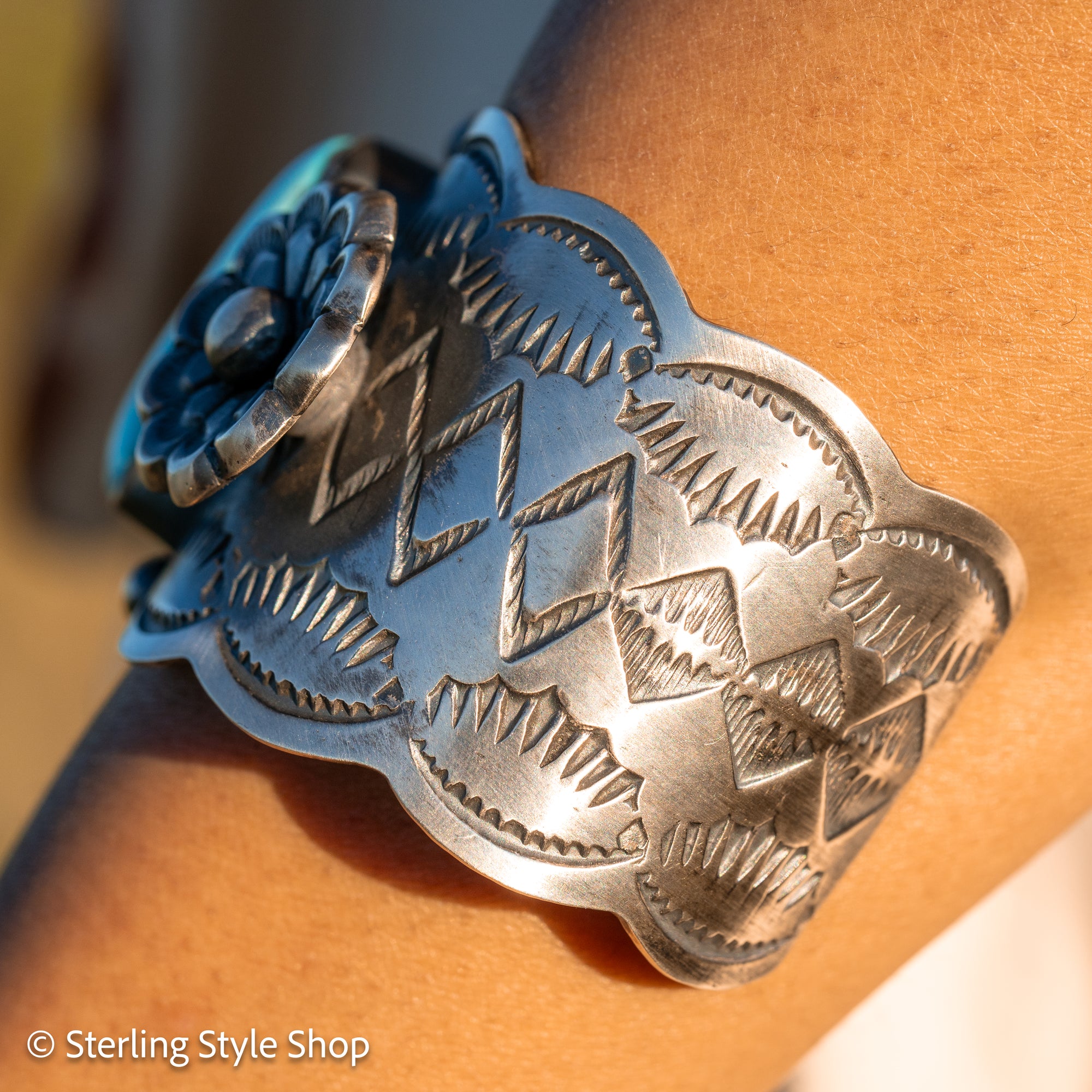 Navajo Chimney Butte Blue Bird Turquoise Sterling Silver Cuff Bracelet – Handcrafted &amp; Signed
