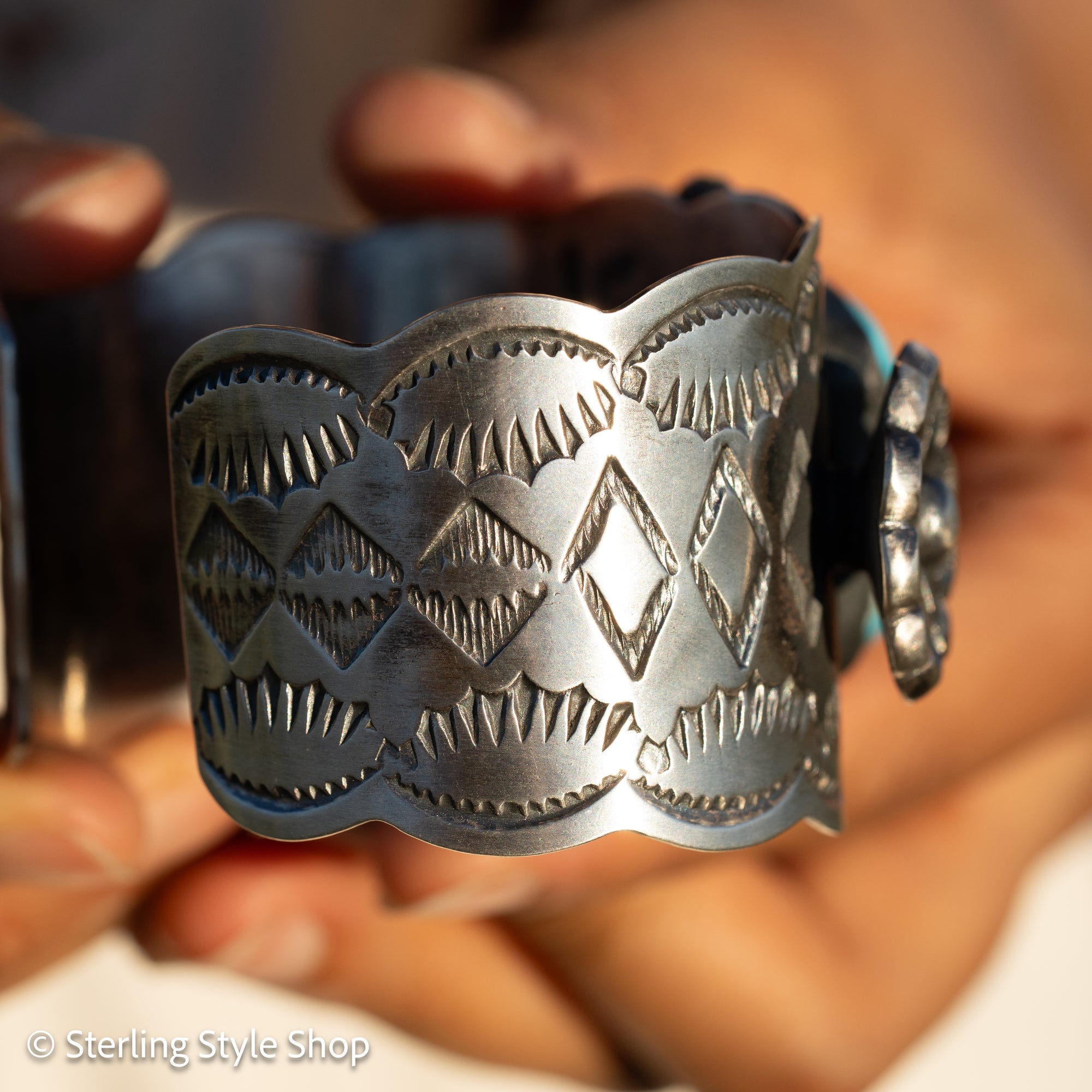 Navajo Chimney Butte Blue Bird Turquoise Sterling Silver Cuff Bracelet – Handcrafted &amp; Signed