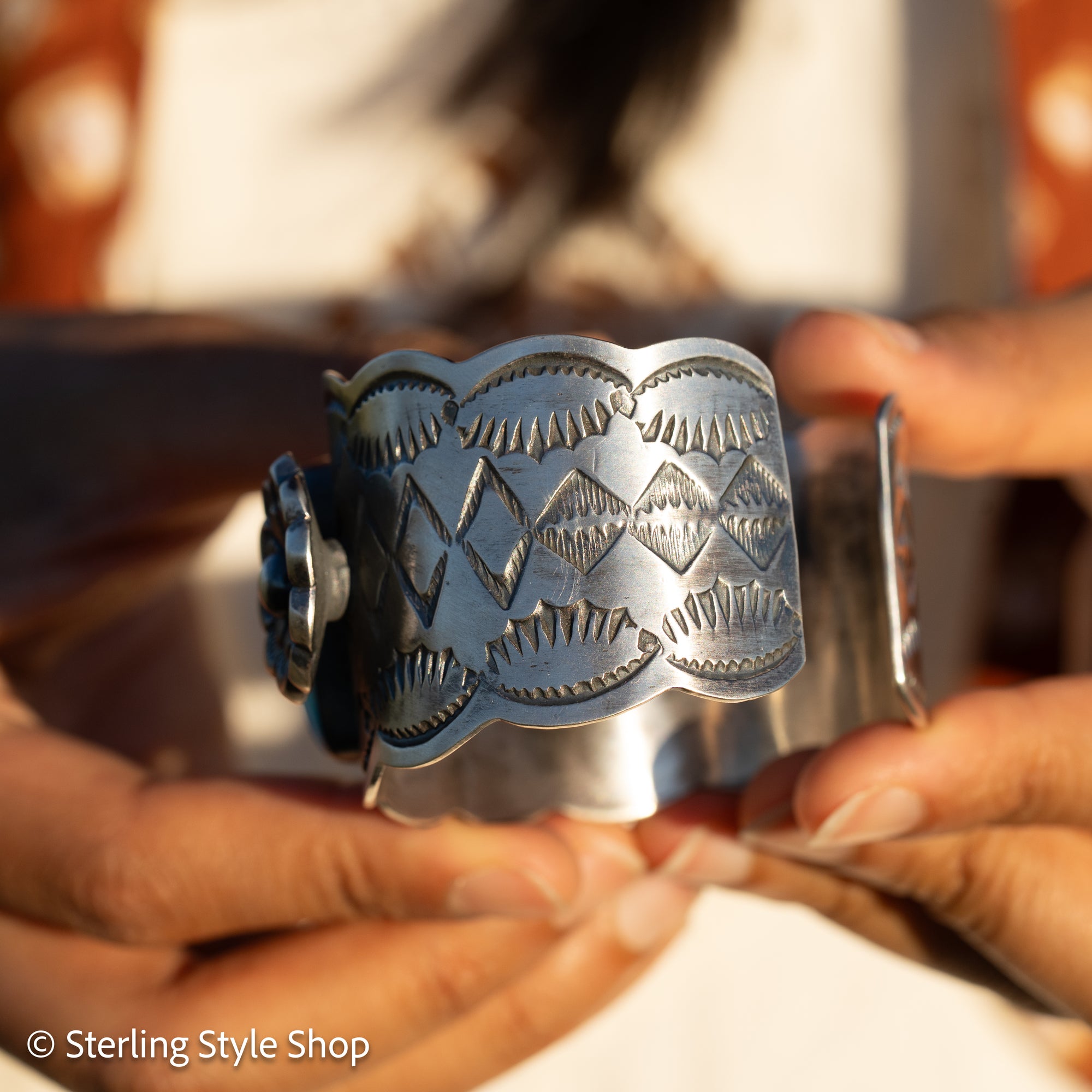 Navajo Chimney Butte Blue Bird Turquoise Sterling Silver Cuff Bracelet – Handcrafted &amp; Signed