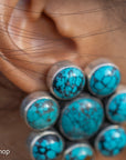 Federico Jimenez Sterling Turquoise Flower Earrings | Cluster Turquoise Earrings
