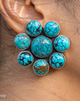 Federico Jimenez Sterling Turquoise Flower Earrings | Cluster Turquoise Earrings