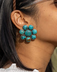 Federico Jimenez Sterling Turquoise Flower Earrings | Cluster Turquoise Earrings