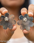 Federico Jimenez Sterling Turquoise Flower Earrings | Cluster Turquoise Earrings