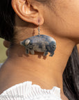 Federico Jimenez Sterling Silver Pig Earrings with Rabbit Design | Whimsical 3D Ears & Tail | Signed JF
