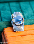 Federico Jimenez Kingman Turquoise Adjustable Ring | Sterling Silver Beaded Statement Ring